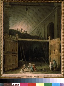 Grange à foin dans une basilique - Hubert Robert