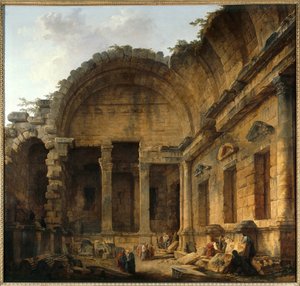 Intérieur du Temple de Diane à Nîmes
