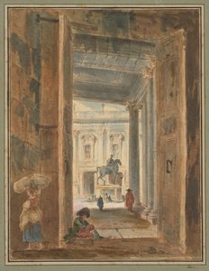 Vue du Capitole avec la statue de Marc Aurèle - Hubert Robert