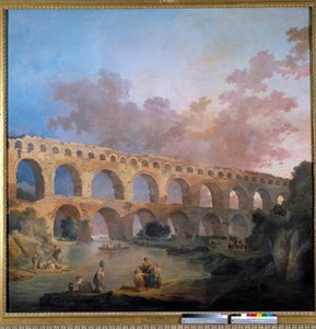 Vue du Pont du Gard. Peinture par Hubert Robert (1733-1808) 18ème siècle