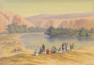 French : Scène de baignade avec des Orientaux au bord d