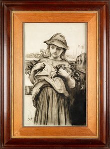 Une fille avec des fleurs - Hubert von Herkomer