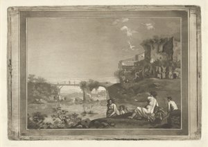 Paysage avec des nymphes se baignant