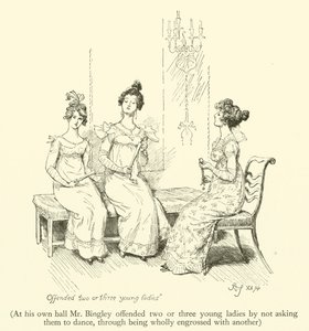 À son propre bal, M. Bingley a offensé deux ou trois jeunes dames en ne leur demandant pas de danser, étant entièrement absorbé par une autre - Hugh Thomson