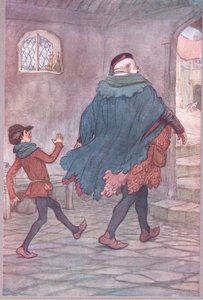 Sortent Falstaff et Robin (illustration de Les Joyeuses Commères de Windsor)