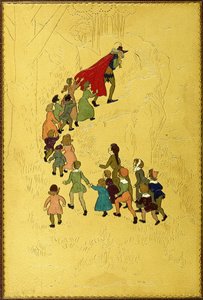 Couverture supérieure, avec une illustration du joueur de flûte suivi par des enfants - Hugh Thomson