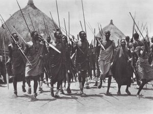 Afrique : Guerriers Shilluk attaquant la tombe d