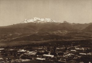 Mexique : Amecameca avec Iztaccihuatl (photo n/b) - Hugo Brehme