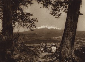 Mexique : Amecameca avec Iztaccihuatl (photo n/b) - Hugo Brehme