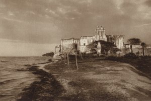 Mexique : Campeche, Ruine du monastère de San Francisco (photo n/b) - Hugo Brehme