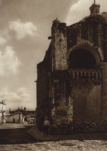Mexique : Cuernavaca, vue partielle de la cathédrale (photo n/b) - Hugo Brehme