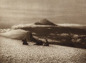 Mexique : Iztaccihuatl avec vue depuis Popocatepetl (photo n/b) - Hugo Brehme