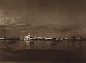 Mexique : Panorama du port de Vera Cruz avec le château de San Juan (photo n/b) - Hugo Brehme