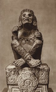 Mexique : Xochipilli avec masque, Musée national (photo n/b) - Hugo Brehme