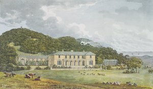 Façade sud avec façade ouest en perspective, du Livre Rouge pour Antony House, c.1812