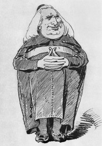 Franz Liszt (1811-86) en abbé, caricature de Borsszem Janko, 27 juillet 1870