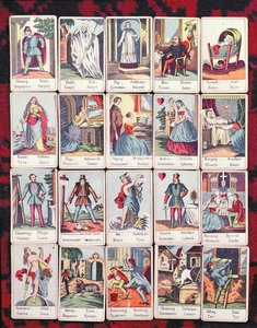 Cartes LeNormand en quatre langues (hongrois, allemand, serbe et croate), fin du XIXe siècle