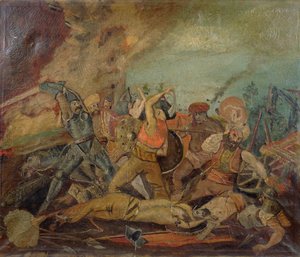 Soldats ottomans et hongrois combattant au XVIIe siècle