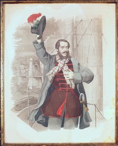 Portrait de Lajos Kossuth (1802-94) au Pont des Chaînes à Budapest, 1849