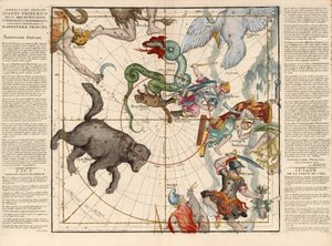 Pôle Nord, Planche 1 de Globi coelestis in tabulas planas redacti descriptio, pub. 1674 - Ignace Gaston Pardies