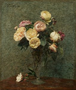 Nature morte : Roses dans un vase en verre