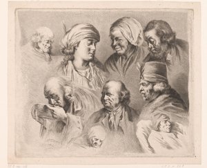 Composition avec neuf têtes d
