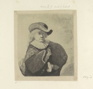 Autoportrait avec chapeau à large bord et manteau brodé