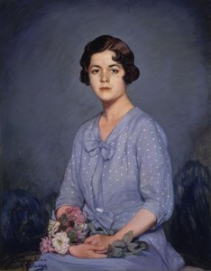 Lucia (Portrait de jeune fille assise avec des fleurs à la main) – XXe siècle