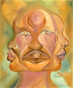 Visages de la copulation (huile sur toile) - Ikahl Beckford