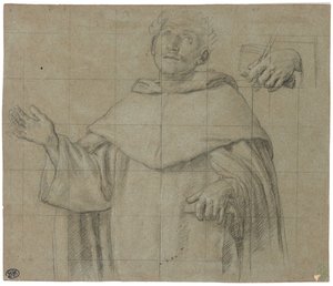 Un saint dominicain, peut-être Saint Pierre Martyr, mi-longueur, tenant un livre - Il Sassoferrato