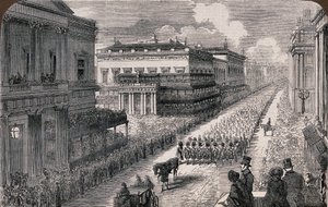 Funérailles de feu le duc de Wellington - La procession à Pall-Mall, 1852 S3 V0042000 V0042526