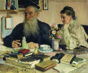 Léon Tolstoï avec sa femme à Yasnaya Polyana, 1907 - Ilya Efimovich Repin