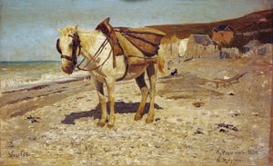 Cheval pour le transport de pierres à Veules