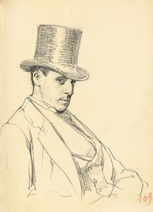 Homme assis avec un haut-de-forme
