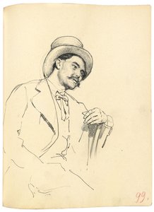 Étude pour "Un café parisien" : Homme assis avec un chapeau, vers 1872-1875