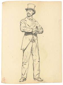Étude pour "Un café parisien" : Homme debout avec un chapeau, jambes écartées, vers 1872-1875