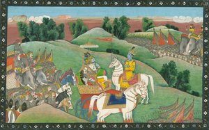 Le dialogue entre le Seigneur Krishna et Arjuna, vers 1830 - Indian Art