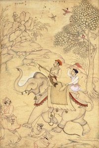 Un prince chassant, monté sur un éléphant, vers 1600-1650