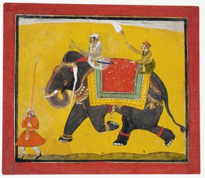 Un raja chevauchant un éléphant