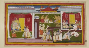 Rama accepte son exil avec une parfaite équanimité, et lui et Laksmana prennent congé de Kaikeyi et Dasaratha, qui, la tête baissée et le regard détourné, ne peut se résoudre à regarder son fils
