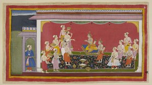 Bharata et Shatrughna ont accompli les rites funéraires de leur père et quatorze jours plus tard, après la période de deuil prescrite, les prêtres dirigés par Vasistha et les ministres apportent les articles nécessaires pour le couronnement de Bharata