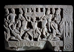Adoration du turban (fragment de relief, 225-325) - Indian School