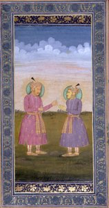 Akbar remet une plume ornée à son fils Jahangir