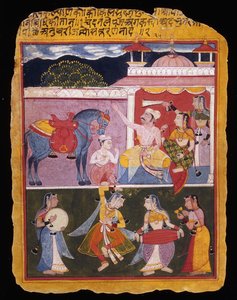 Une illustration de Rasikapriya de Keshav Das, début du XVIIe siècle
