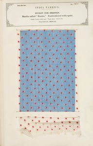 Échantillon de mousseline Bootee brodée de pois de Dacca au Bengale, de The Collection of the Textile Manufacturers of India, par John Forbes Watson, publié en 1866