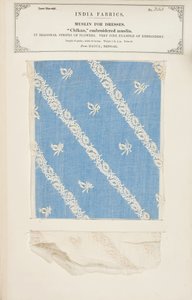 Échantillon de mousseline brodée Chikan de Dacca au Bengale, de The Collection of the Textile Manufacturers of India, par John Forbes Watson, publié en 1866