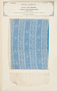 Échantillon de mousseline brodée Chikan de Dacca au Bengale, de The Collection of the Textile Manufacturers of India, par John Forbes Watson, publié en 1866