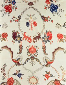 Détail de tissu brodé, fabriqué pour le marché européen, c.1725-50