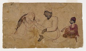 Dessin de trois figures assises, vers 1750