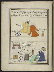 Brodeur et gaufrer (86 dessins reliés en un volume représentant des métiers et occupations au Cachemire, les artisans sont montrés au travail avec leurs outils et équipements, par un artiste du Cachemire, probablement à Srinagar, vers 1850-60)
